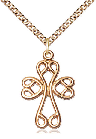 14kt Gold Scroll Cross Medal