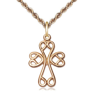 14kt Gold Scroll Cross Medal