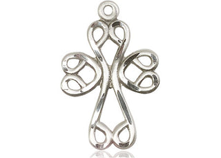 Sterling Silver Scroll Cross Medal Catholic Jewelry