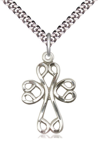 Sterling Silver Scroll Cross Medal Catholic Jewelry