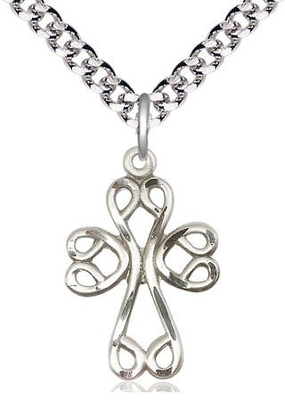 Sterling Silver Scroll Cross Medal Catholic Jewelry
