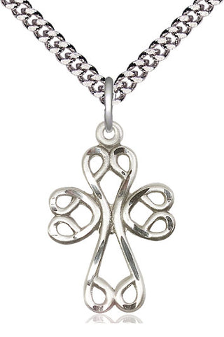 Sterling Silver Scroll Cross Medal Catholic Jewelry