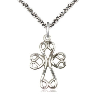 Sterling Silver Scroll Cross Medal Catholic Jewelry