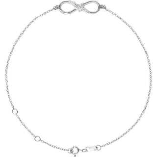 14K White 1/8 CTW Natural Diamond Infinity-Inspired 6 1/2-7 1/2" Bracelet