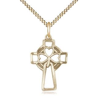14kt Gold Filled Shamrock Cross Medal Catholic Jewelry