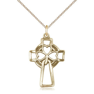 14kt Gold Shamrock Cross Medal