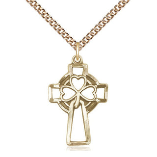14kt Gold Shamrock Cross Medal