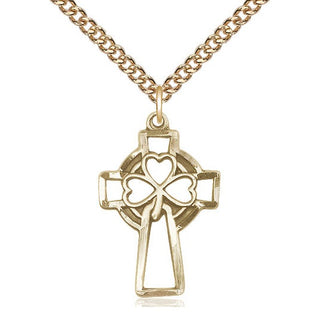 14kt Gold Shamrock Cross Medal