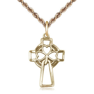 14kt Gold Shamrock Cross Medal