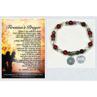 4-pack - Firemen/ St Florian - Italian Stretch Bracelet with Prayer Card