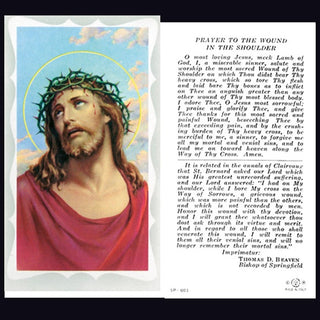 100-Pack - Wound In The Shoulder Holy Card With Prayer