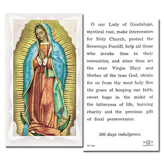 100-Pack - Our Lady Of Guadalupe Holy Card With Prayer