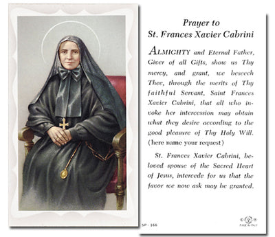 100-Pack - St Frances Cabrini With Prayer Holy Card