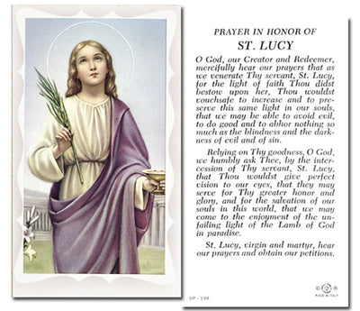 100-Pack - St Lucy With Prayer Holy Card