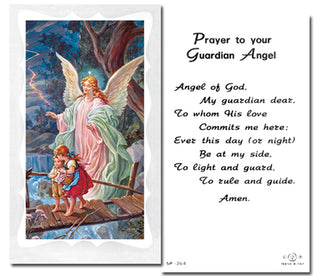 100-Pack - Guardian Angel On The Bridge With Prayer Holy Card