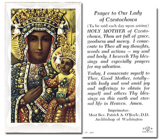 100-Pack - Our Lady Of Czestochowa Holy Card with Prayer