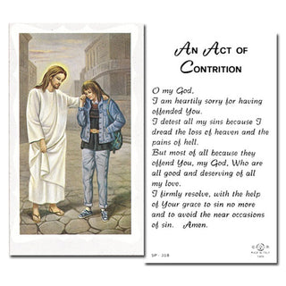 100-Pack - Pardoning Girl Holy Card with Act Of Contrition