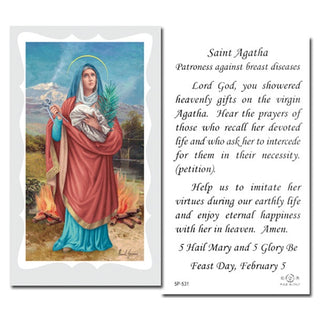 100-Pack - St Agatha With Prayer Holy Card