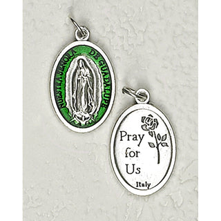 25-Pack - 3/4 inch Green Enamel Lady of Guadalupe Pendant