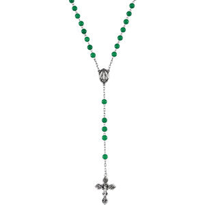 Sterling Silver Dyed Green Quartz Rosary