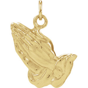 14K Gold 20.8x19.3 MM Praying Hands Pendant