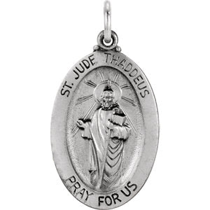Sterling Silver 23.5x16 MM Oval St. Jude Thaddeus Medal