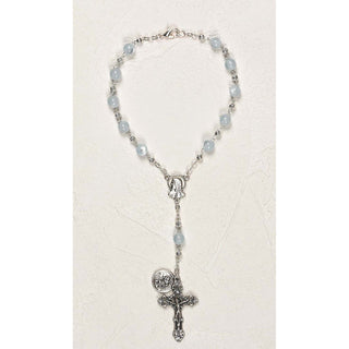 3-pack - St Christopher Auto Rosary - Aqua Cat's Eye
