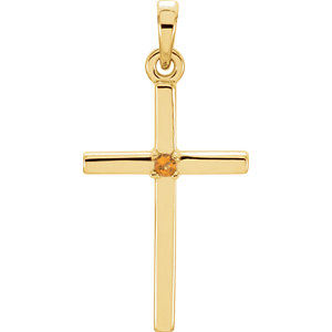 14K Gold 22.65x11.4 MM Citrine Cross Pendant
