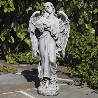 25.5-Inch Angel Holding Baby Garden Statue