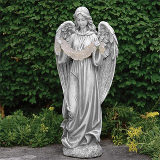 16.75-Inch Led Angel With Flower Garland
