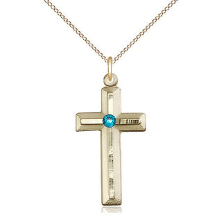 14kt Gold Filled Cross | 3mm Zircon Swarovski stone | 18-inch Gold Filled Chain | Engravable