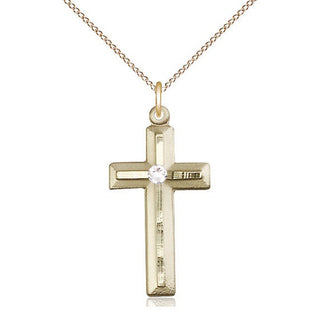 14kt Gold Filled Cross | 3mm Crystal Swarovski stone | 18-inch Gold Filled Chain | Engravable