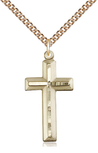 14kt Gold Filled Cross Medal Catholic Jewelry Engraved Catholic Saint Jewelry