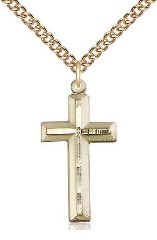 14kt Gold Cross Medal Engraved Catholic Saint Jewelry