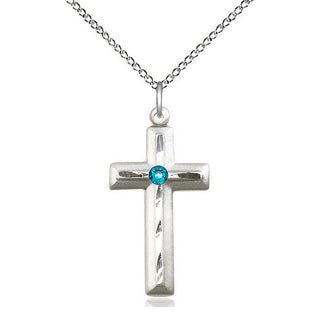 Sterling Silver Cross | 3mm Zircon Swarovski stone | 18-inch Sterling Silver Chain | Engravable
