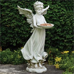 18-Inch Angel Birdfeeder Garden Statue - View 2