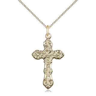 14kt Gold Filled Cross Medal Catholic Jewelry Engraved Catholic Saint Jewelry