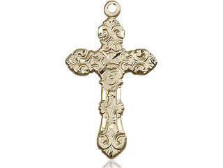 14kt Gold Cross Medal Engraved Catholic Saint Jewelry