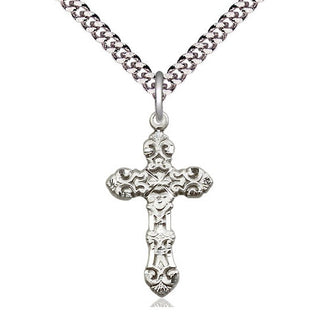 Sterling Silver Cross Medal Catholic Jewelry Engraved Catholic Saint Jewelry