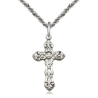 Sterling Silver Cross Medal Catholic Jewelry Engraved Catholic Saint Jewelry