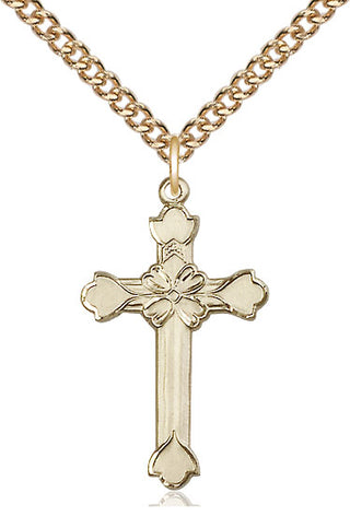 14kt Gold Filled Cross Medal Catholic Jewelry Engraved Catholic Saint Jewelry