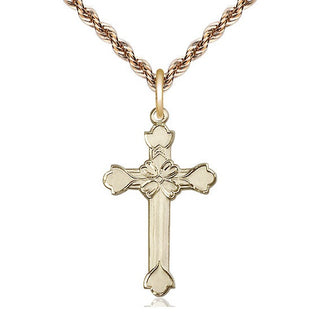 14kt Gold Filled Cross Medal Catholic Jewelry Engraved Catholic Saint Jewelry