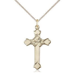 14kt Gold Cross Medal Engraved Catholic Saint Jewelry