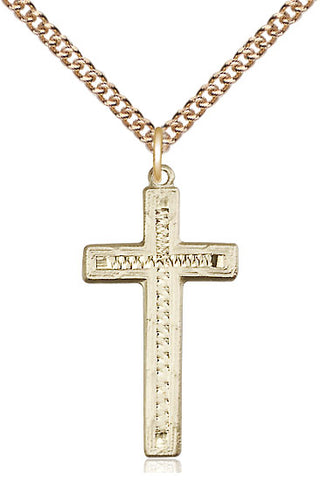 14kt Gold Filled Cross Medal Catholic Jewelry Engraved Catholic Saint Jewelry