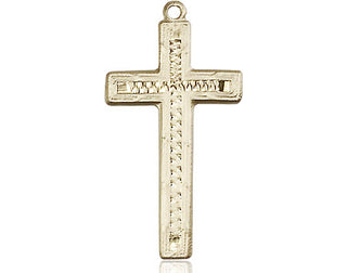 14kt Gold Cross Medal Engraved Catholic Saint Jewelry