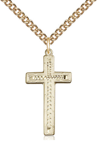 14kt Gold Cross Medal Engraved Catholic Saint Jewelry
