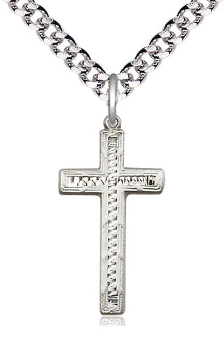 Sterling Silver Cross Medal Catholic Jewelry Engraved Catholic Saint Jewelry