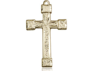 14kt Gold Cross Medal Engraved Catholic Saint Jewelry