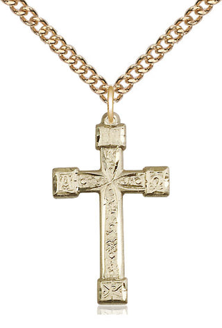 14kt Gold Cross Medal Engraved Catholic Saint Jewelry