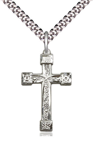 Sterling Silver Cross Medal Catholic Jewelry Engraved Catholic Saint Jewelry